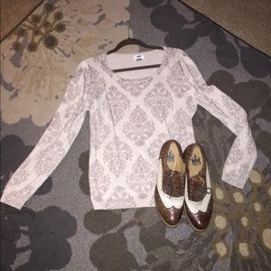 Heeled two-tone leather oxfords